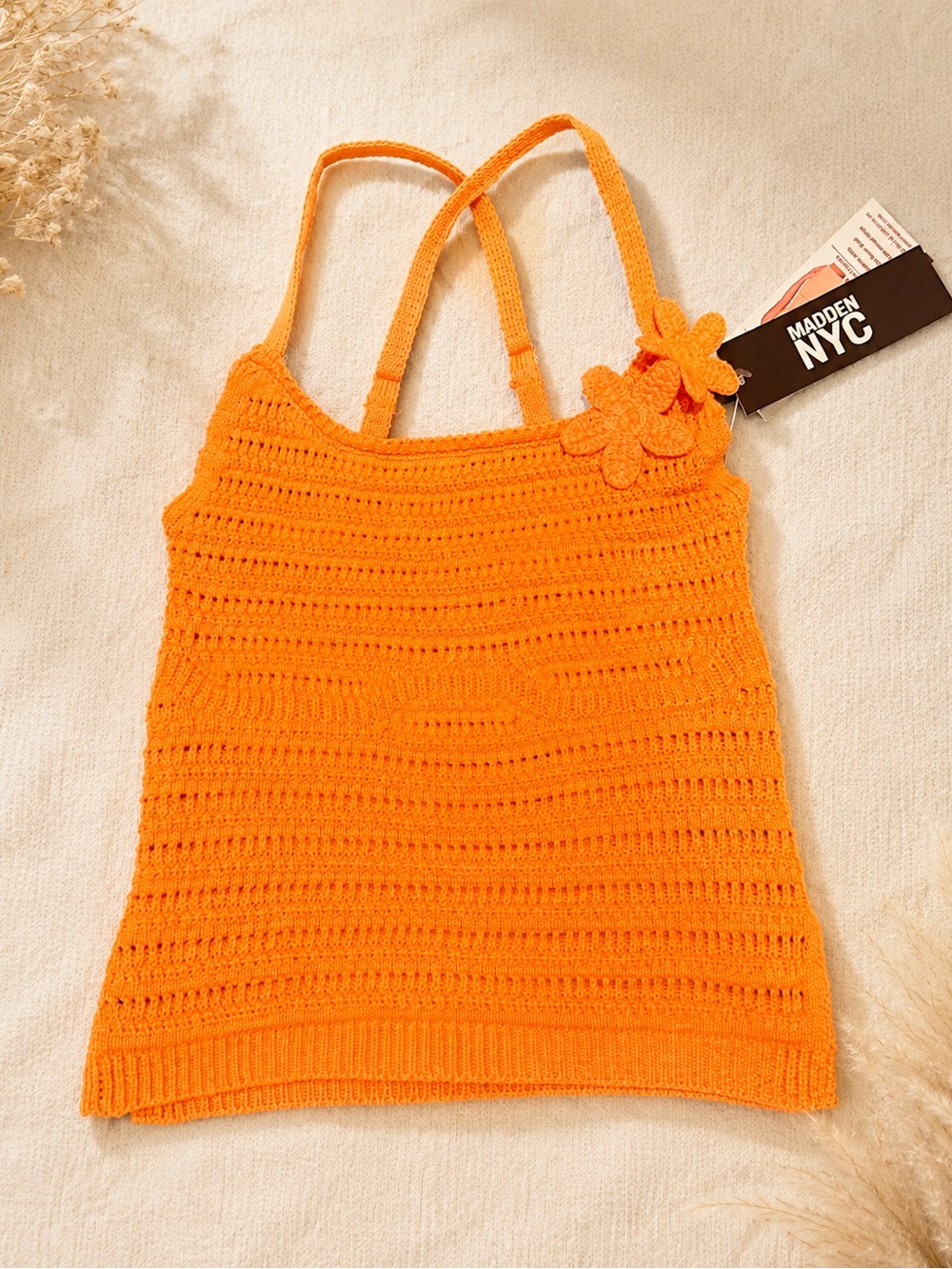 Orange Crochet Cami and Mini Skirt Set XS